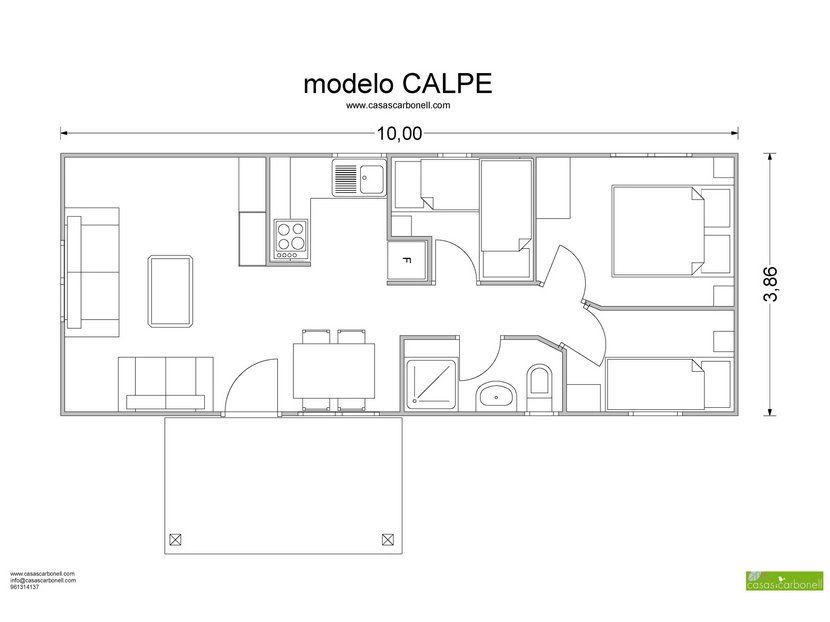 plano de casa prefabricada modular Calpe de Casas Carbonell