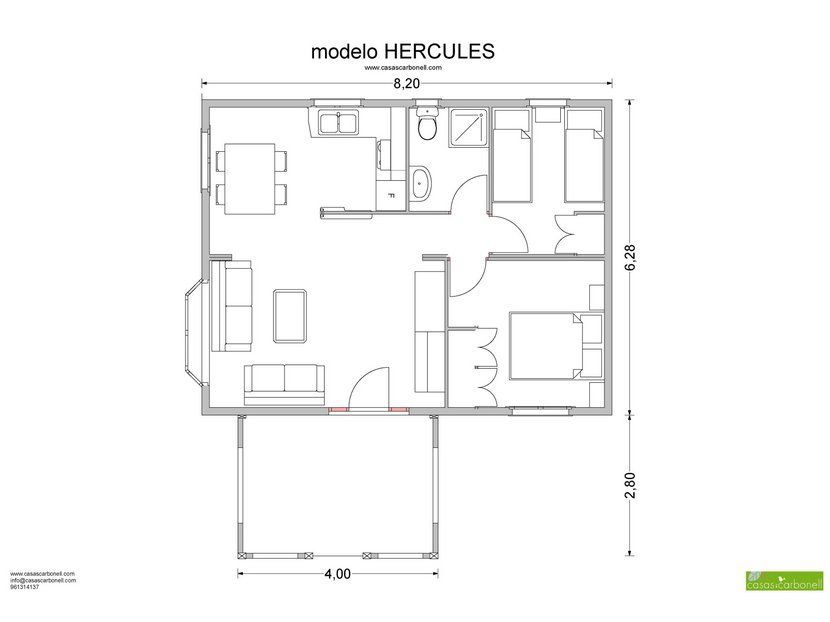plano de casa de madera Hercules de Casas Carbonell