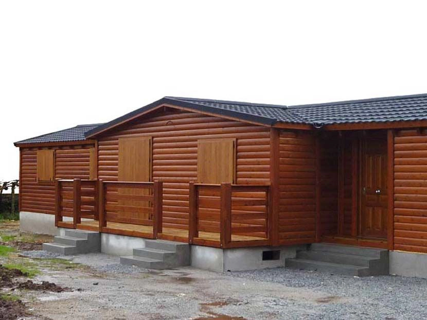 Plano de casa prefabricada de madera Melocotonero de Casas Carbonell