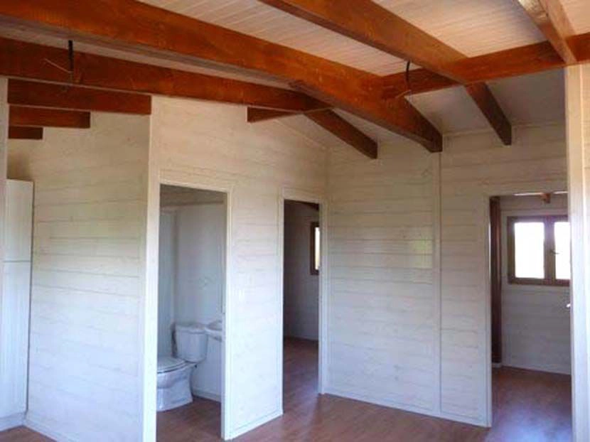 casa de madera modular Laurel de Casas Carbonell lacado interior