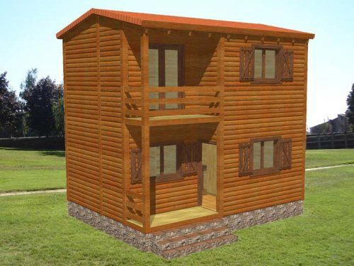 Plano de casa de madera modular Biloba de Casas Carbonell